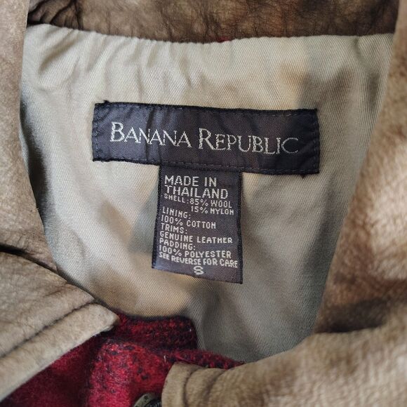 Vtg 90s SMALL Banana Republic Wool Plaid Vest Cabincore Outdoors Preppy Hunting - Picture 6 of 10